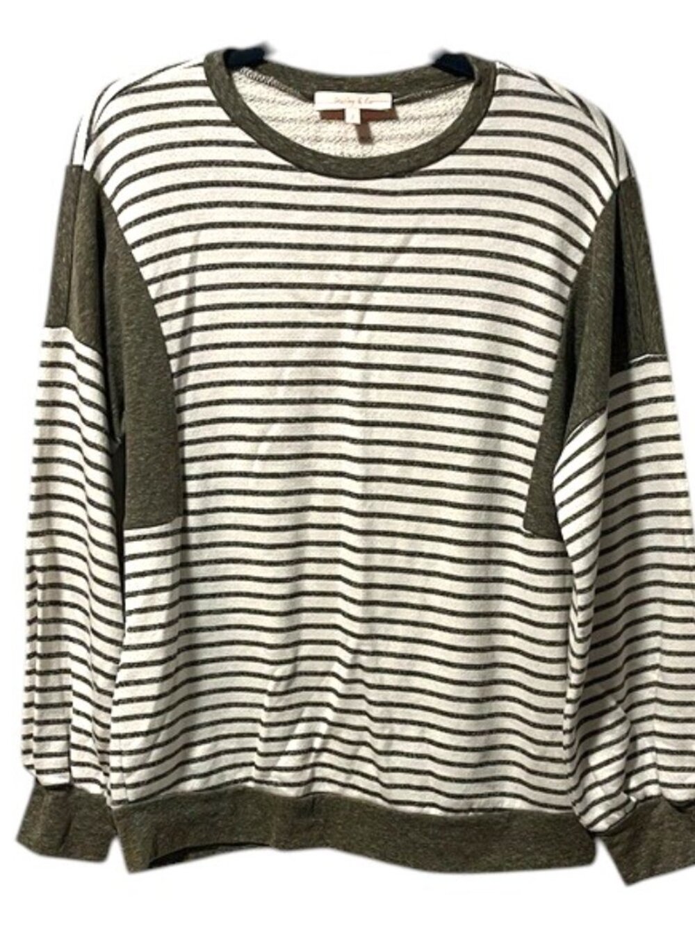 Hailey & Co. Striped Green and White Sweatshirt, Size S